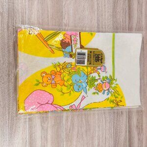 VTG Baby Girl Pink Crepe Paper Table Cover 52"x96" Stork Birds ‎ 70's Retro